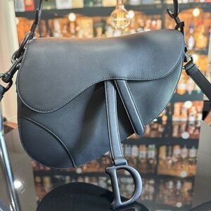 Dior Saddle Bag with Strap Black Ultramatte Calfskin (used)